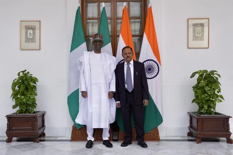 Nigerian NSA Nuhu Ribadu with NSA Ajit K Doval in Delhi