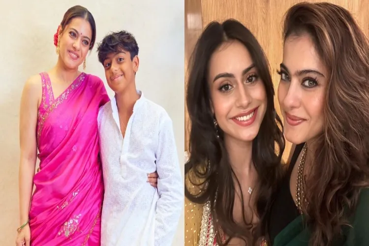 Actor Kajol with her children Nyasa and Yug