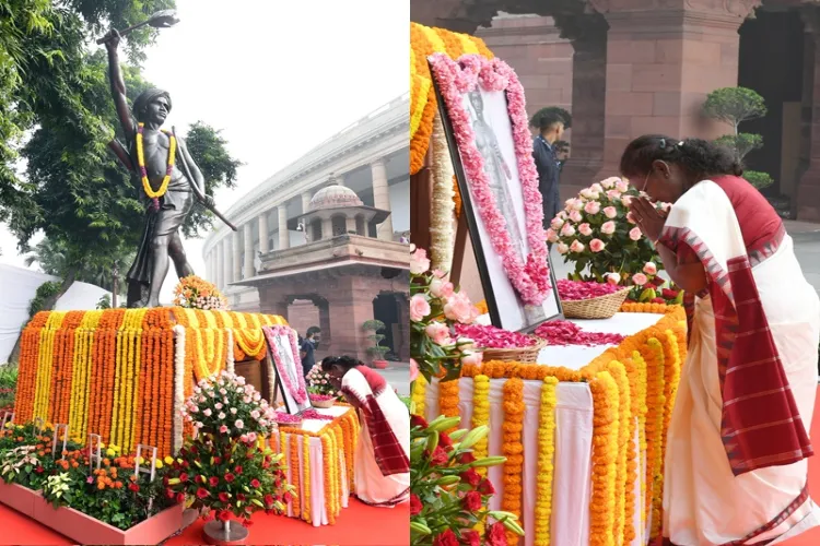 President Droupadi Murmu paying tributes to Bhagwan Birsa Mundaflaunting ink mark after casting her vote 