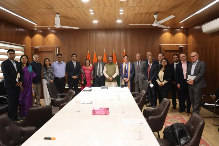 Union Minister for Education, Dharm with representatives of John Hopkins UniversityJohn Hopkins