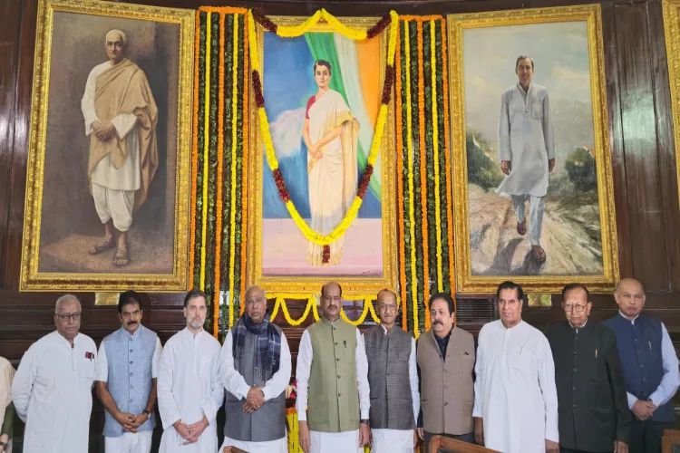 Congress President Mallikarjun Kharge paid tribute to former Prime Minister Smt. Indira Gandhi ji on her birth anniversary at Central Hall.