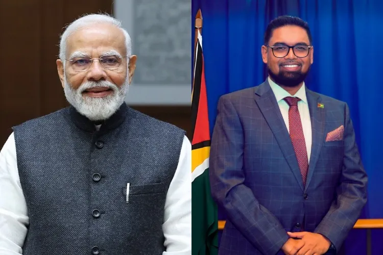 Prime Minister Narendra Modi and Guyana President Mohamed Irfaan Ali 