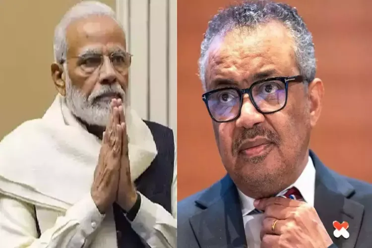 Prime Minister Narendra Modi and World Health Organisation chief Dr. Tedros Adhanom Ghebreyesus