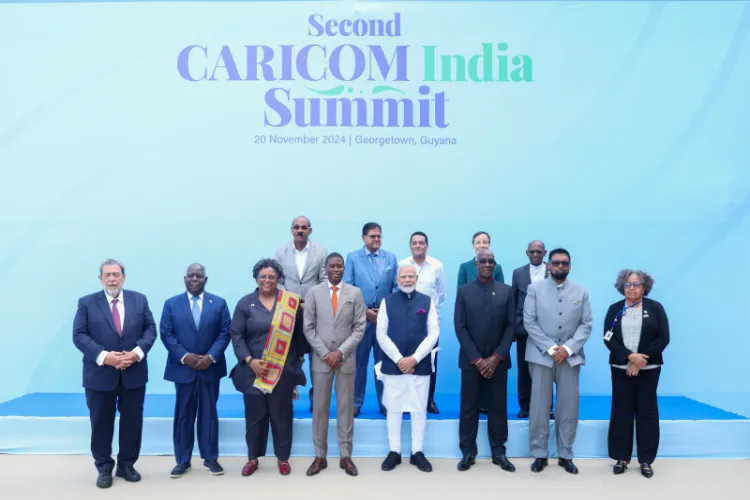 Prime Minister Narendra Modi with leaders of Caribbean nations in Georgetown