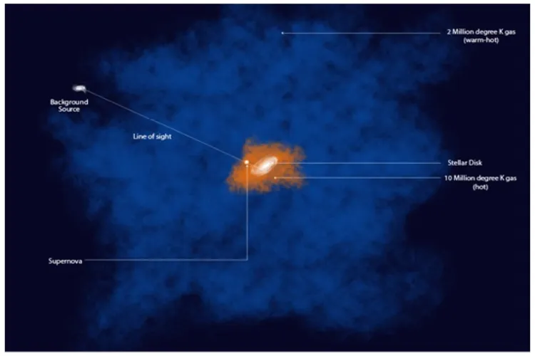 A diagram of the Milky Way and its surroundings