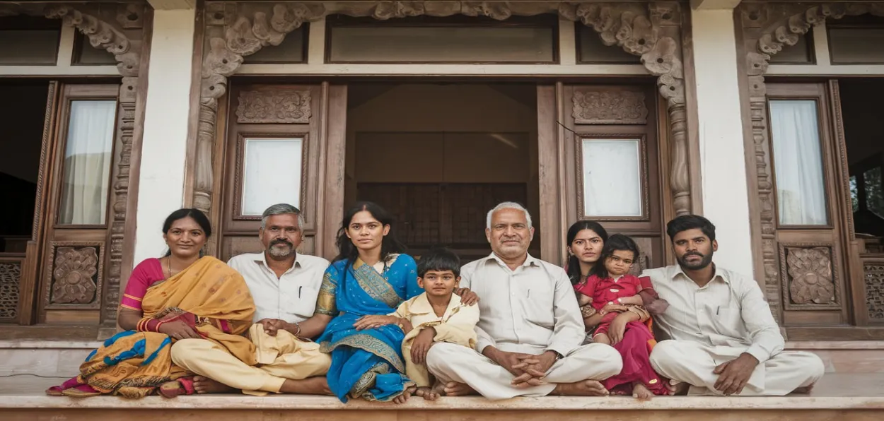 A quintessential Indian joint family  AI-generated image) 