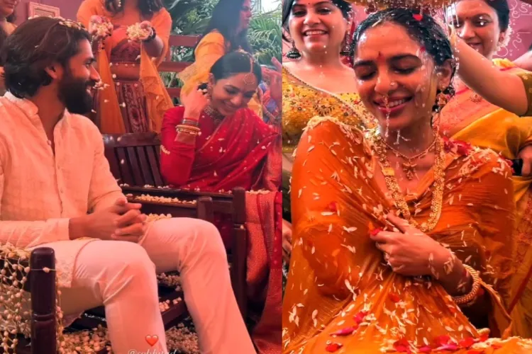 Sobhita Dhulipala and Naga Chaitanya at their pre-nuptial ceremony