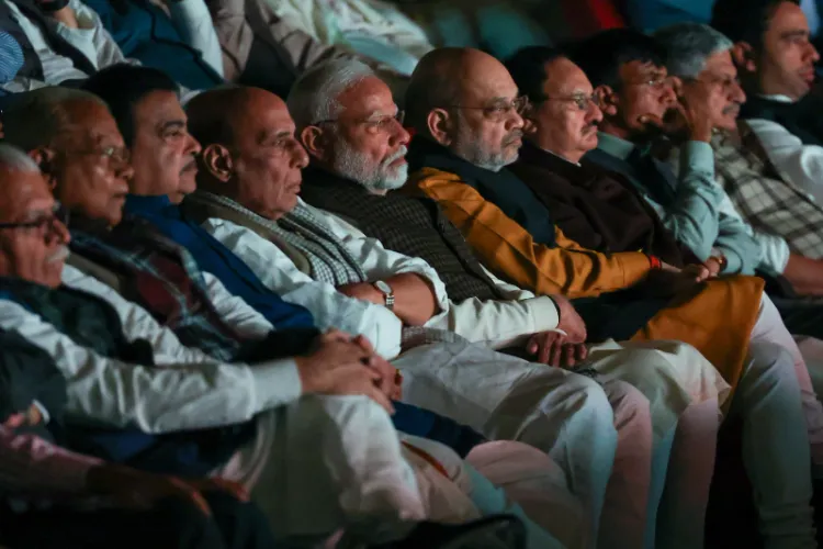 Prime Minister Narendra Modi and NDA MPs watching the film 'The Sambarmati report'