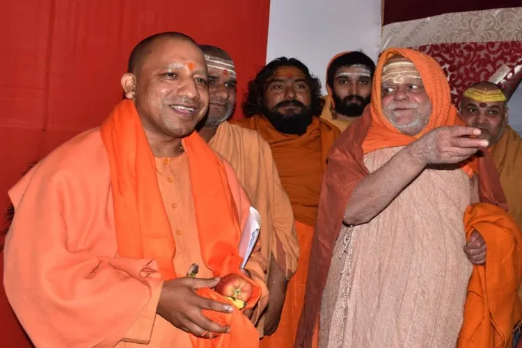 Uttar Pradesh Chief Minister Yogi Adityanath wioth Hindu religious leaders 