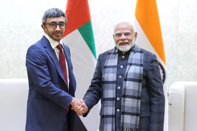 Prime Minister Narendra Modi with UAE Deputy Prime Minister and Foreign Minister Sheikh Abdullah bin Zayed Al Nahyan in New Delhi