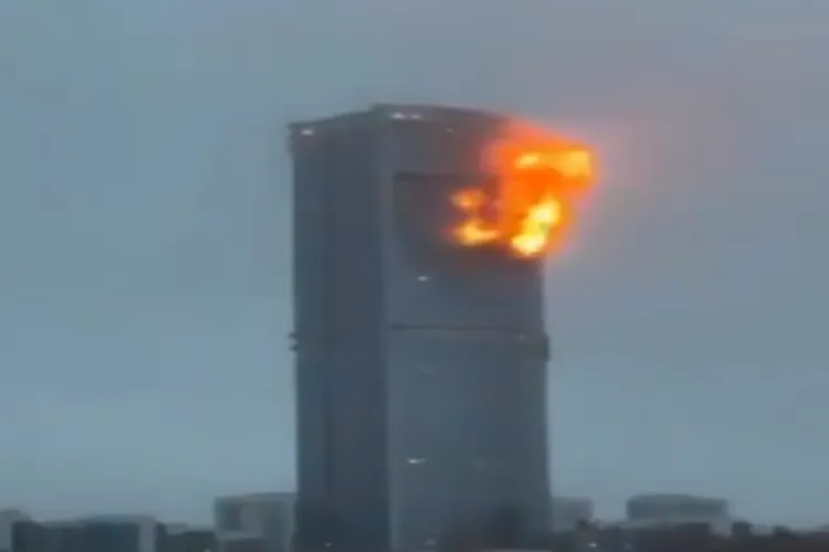 One of the buildings hit by Ukranian drone in Kazan