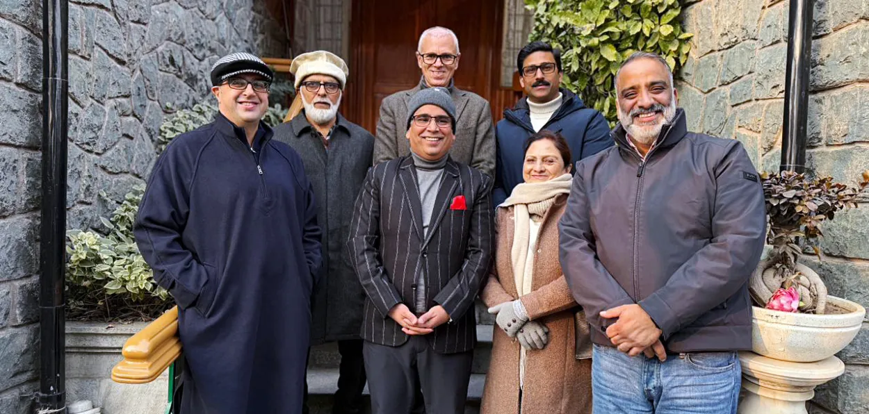 J&K Chief Minister Omar Abdullah with his party's legislators from Srinagar