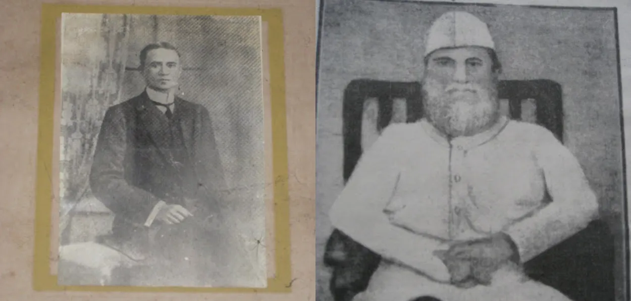 Maulana Mazharul Haque (As Barrister) and as freedom fighter(Right)