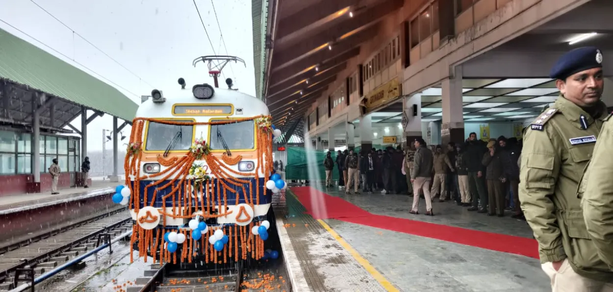 The first rain being flagged off from Sangaldan to Baramulla