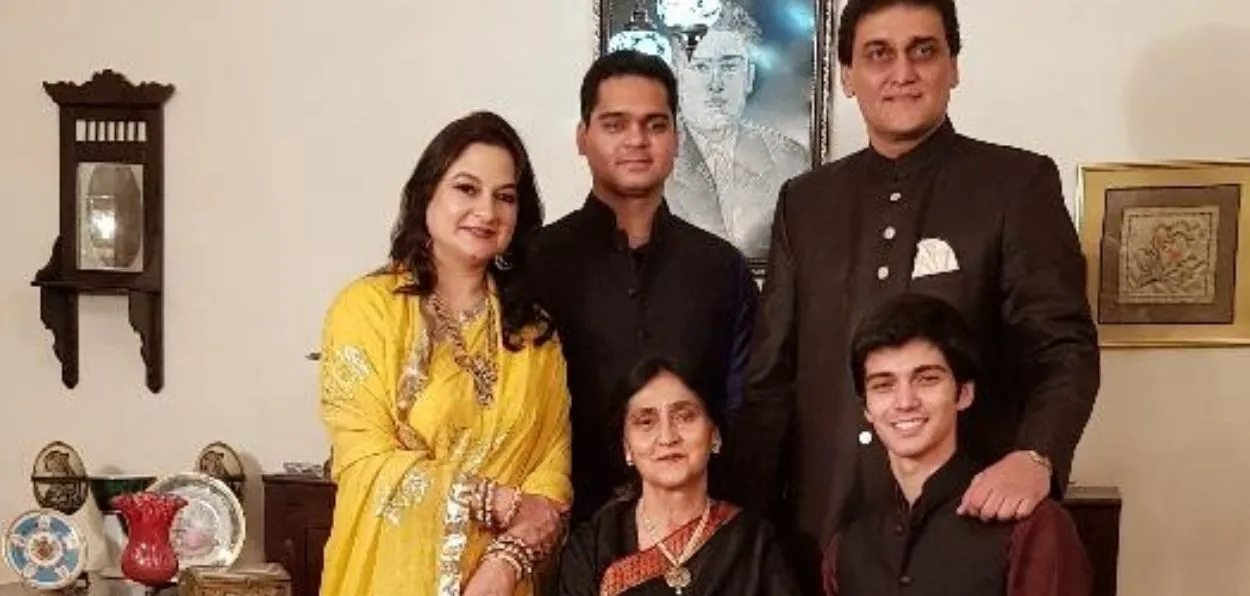 Paigah decendent Faiz Khan with mother Begum Tahira Sirajuddin Khan, wife Nida Fatima Khan, sons Dr. Mohammed Faraaz Khan and Mohammed Kamil Khan
