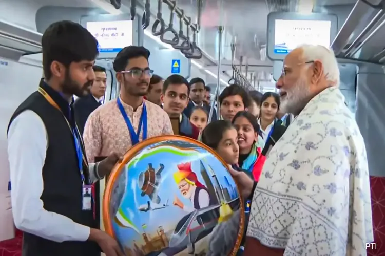 PM Modi was seen interacting with school children on board Name Bharat train