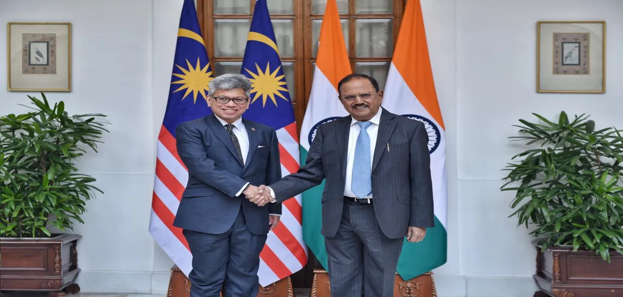 Ajit Doval, National Security Advisor to the Prime Minister with Raja Dato Nushirwan Bin Zainal Abidin  Director General of the National Security Council of Malaysia