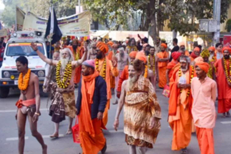 Sadhus arriving at Prayagraj for Mahakumbh