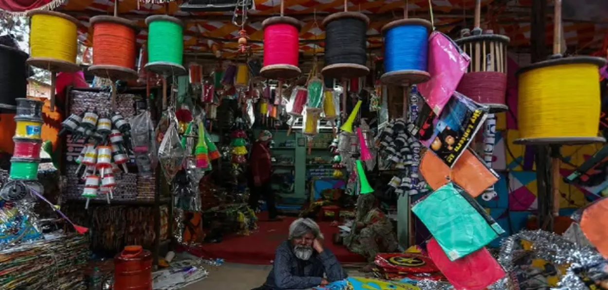 A scene of the Kite market in Jaipur