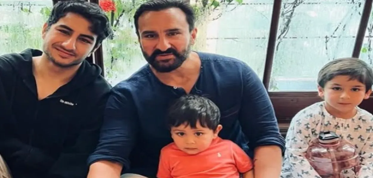 Actor saif Ali Khan with his sons Abraham, Taimur and Jeh (File)