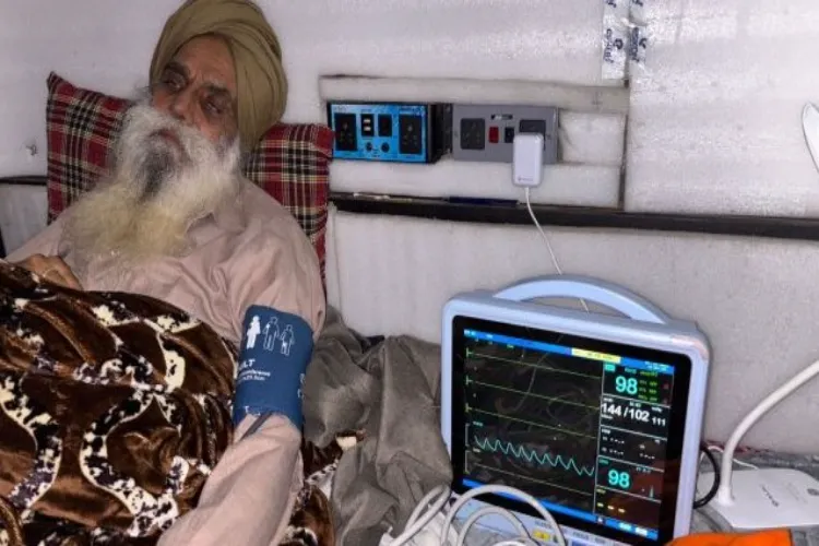 Farmer leader Jagjit Singh Dallewal being given medical help