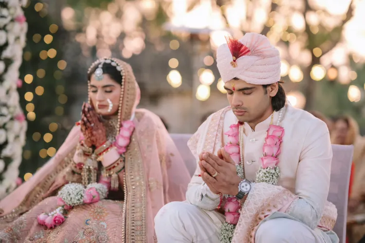 Neeraj Chopra and Himani during their wedding