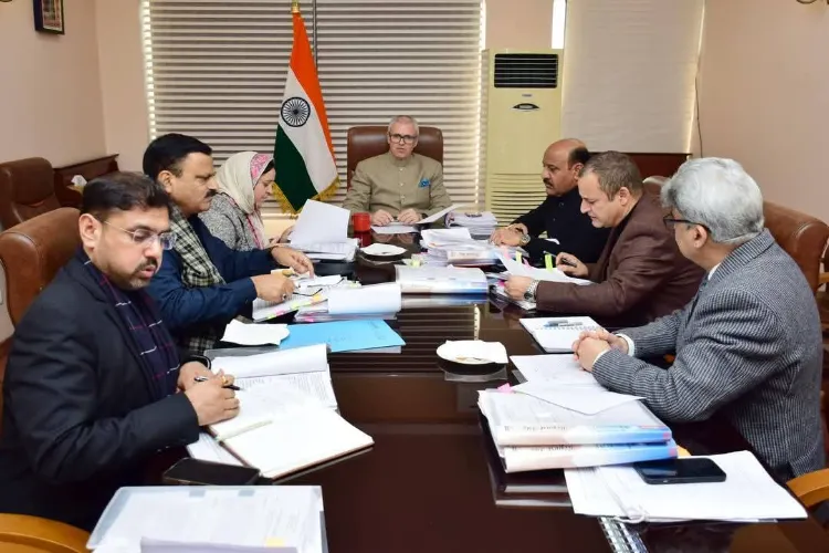 Jammu and Kashmir chief minister Omar Abdullah presiding over the cabinet meeting