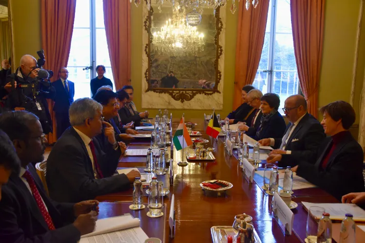 Union Minister for Commerce and Industry Piyush Goyal and Bernard Quintin, Belgian Minister of Foreign Affairs, European Affairs and Foreign Trade holding talks 