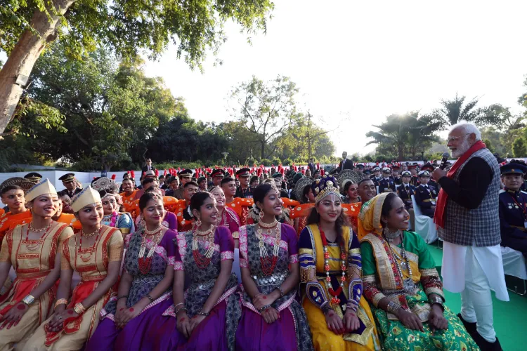 Prime Minister Narendra Modi interacting with NSS and NCC cadets participating in the Republic Day Parade