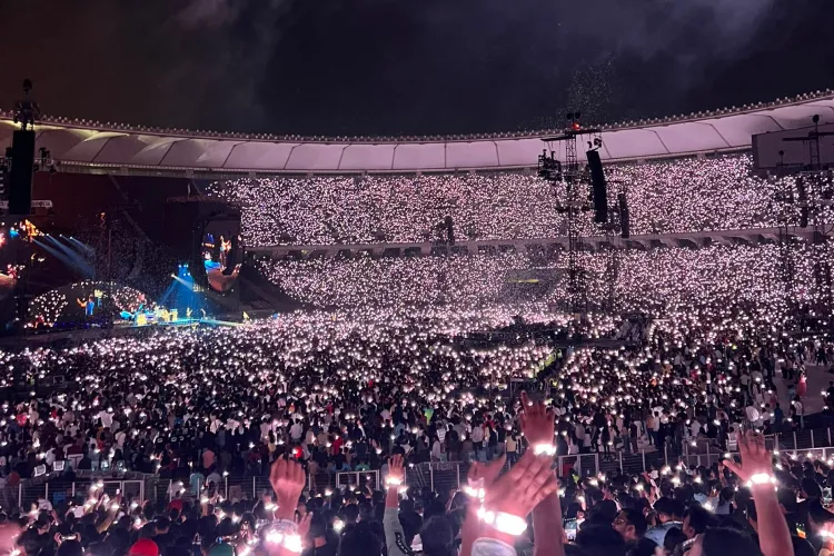 A scene from Coldplay concert in Ahmedabad