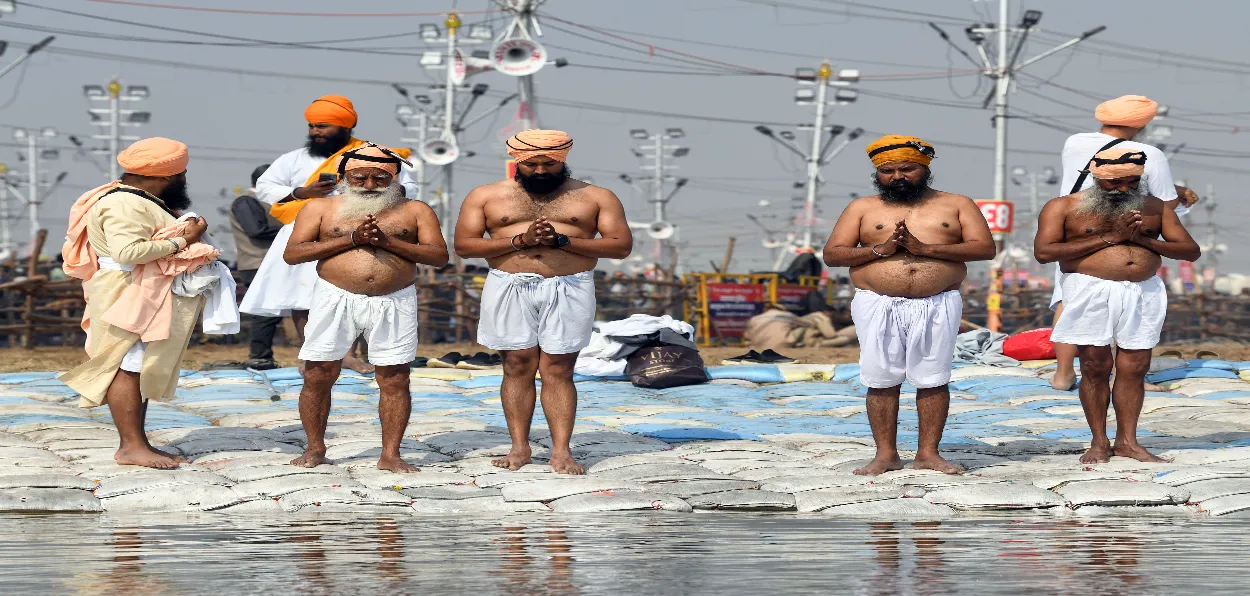 Sikh devotees at Mahakumbh, Prayagraj, UP