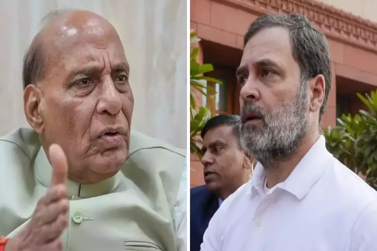 Defence Minister Rajnath Singh with Rahul Gandhi