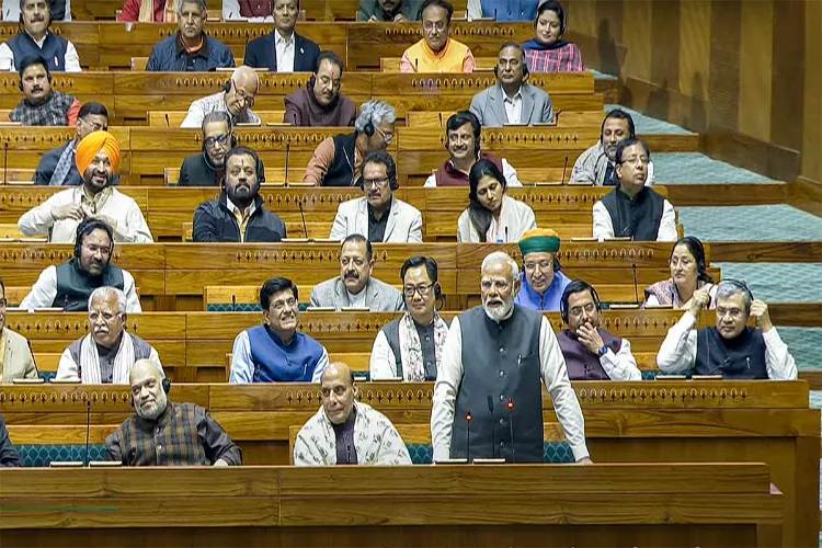 Prime Minister Narendra Modi speaking in Lok Sabha