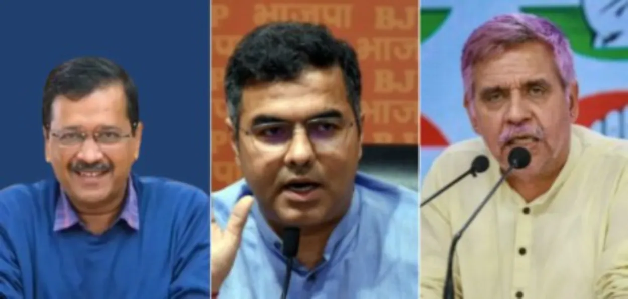 Arvind Kejriwal (AAP), Tahil Hussain (AIMIM) and Sandip Dikshit Congress