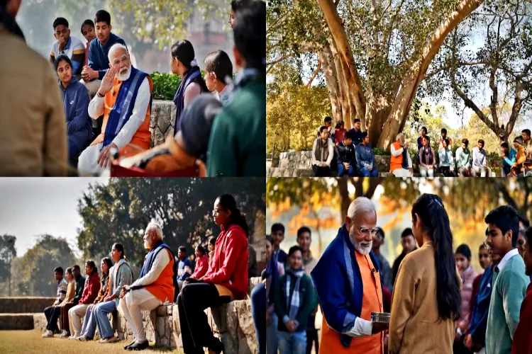 Pm Modi inteacting with students on Parikhsha pe charcha