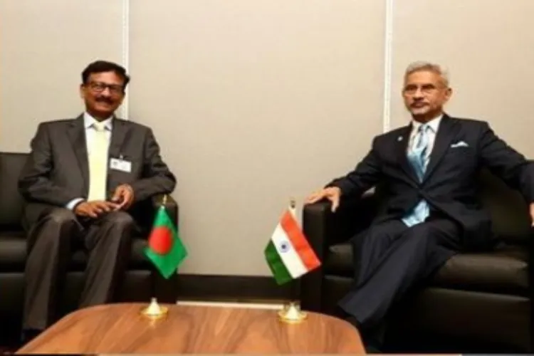 External Affairs Miniter Dr S Jaishankar with Touhid Hossain, aide to Bangladesh leader Muhammad Yunus,