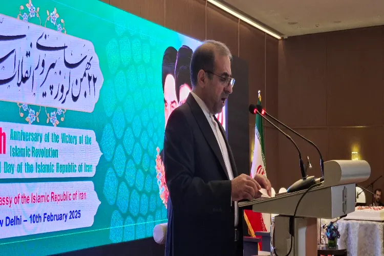 Iranian Ambassador Iraj Elahi speaking at a function in New Delhi