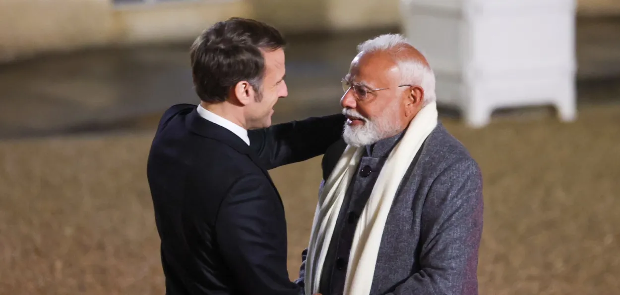 Prime Minister Narendra Modi with French President Emmanuel Macron in Paris