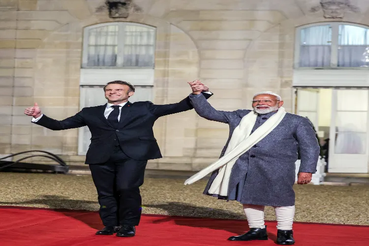 PM Modi with French President Emmanuel Macron