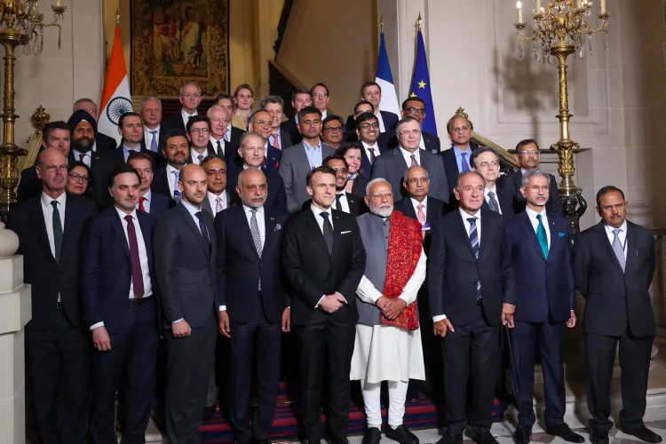 Prime Minister Narendra Modi and President Emmanuel Macron with India-France CEOs Forum