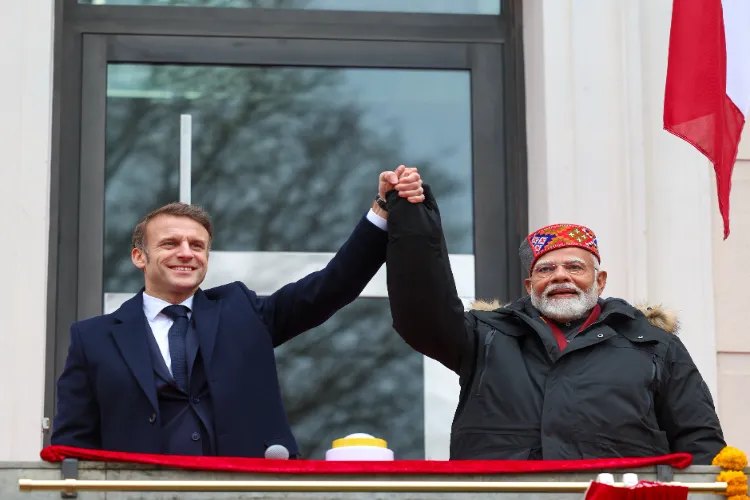 French President Emmanuel Macron and Prime Minister Narendra Modi