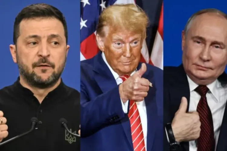 Ukrainian President Volodymyr Zelensky, US President Donald Trump and President Vladimir Putin of Russia