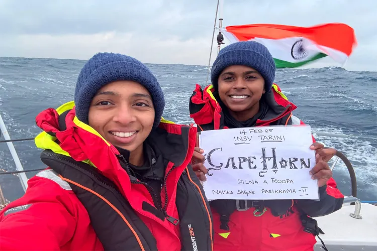 Lieutenant Commander Dilna K and Lieutenant Commander Roopa A crossed Cape Horn while sailing on the third leg of the Navika Sagar Parikrama II expedition