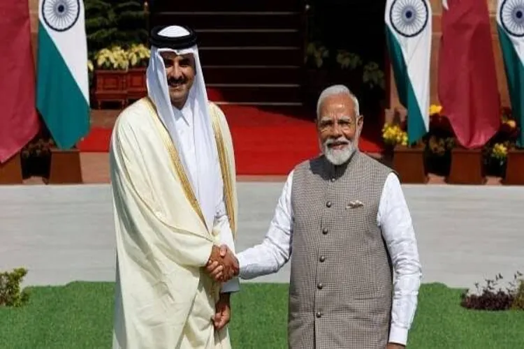 Prime Minister Narendra Modi with Qatar's Amir, Sheikh Tamim Bin Hamad Al Thani