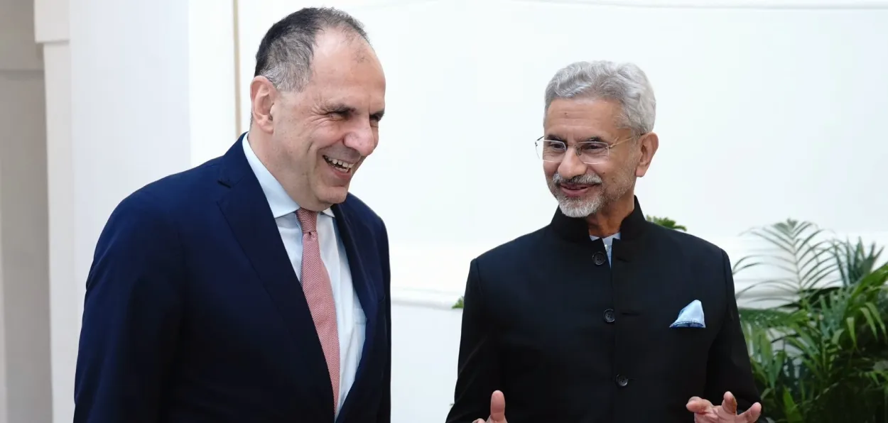 External Affairs Minister Dr. S Jaishankar with George Gerapetritis, the Minister of Foreign Affairs of Greece