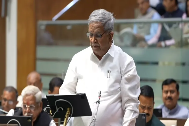 Gujarat Finance Minister Kanu Desai presenting the state budget