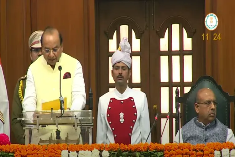 Lieutenant Governor V. K. Saxena addressing the Delhi Assembly 