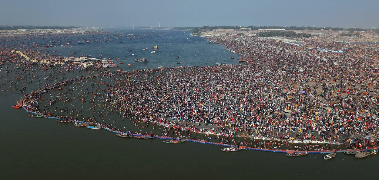 Drone scene of Maha Kumbh on Shivratri