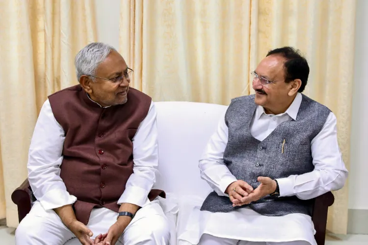 Bihar Chief Minister Nitish Kumar with BJP President JP Nadda (File photo)