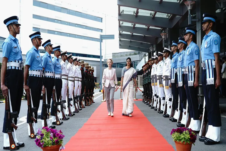 Ursula von der Leyen, President of the European Commission arrives in Delhi